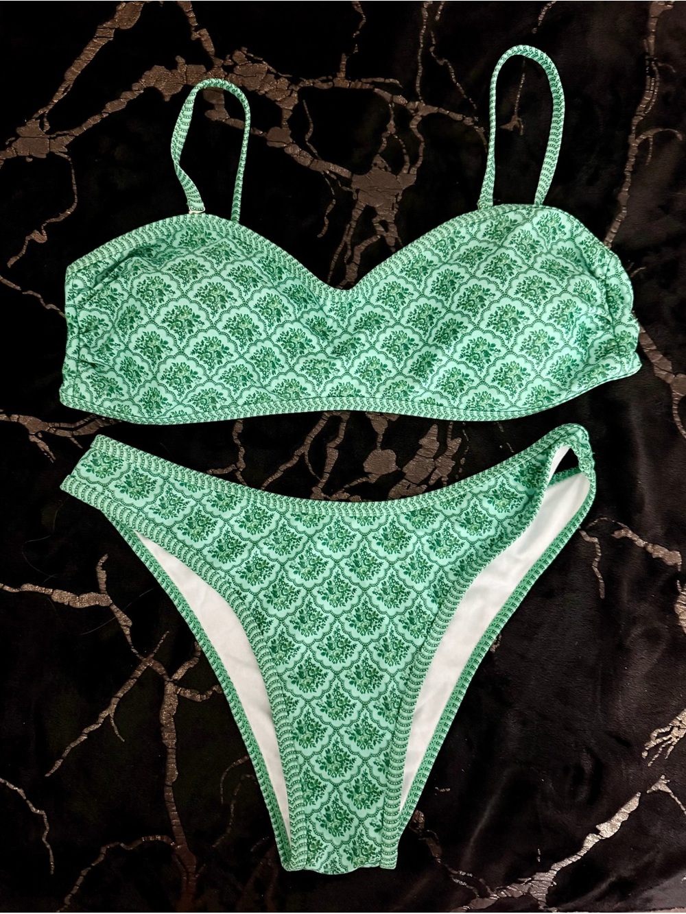 Sexy and Mint Green Patterned Bikini Set, size M